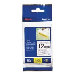 Extra klevende tape brother tzes131 12mmx8m zwart transparant