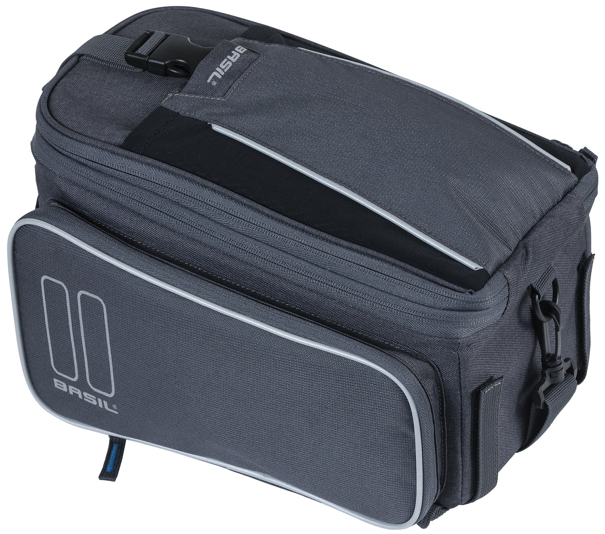 Basil Sport Design Trunkbag - Grijze fietsbagagedragertas, 7-15L, waterafstotend, voor reguliere fiets en e-bike