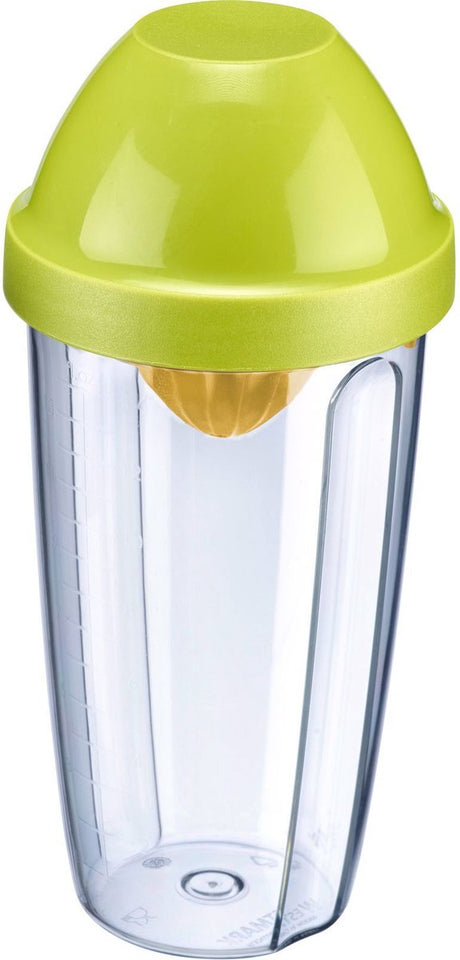 Westmark mixbeker shaker met citruspers en verwijderbare mengschijf, inhoud: 0,5 l, hoogte: 18,7 cm, kunststof, bpa-vrij, press + shake, kleur: doorzichtig groen geel, 30792270