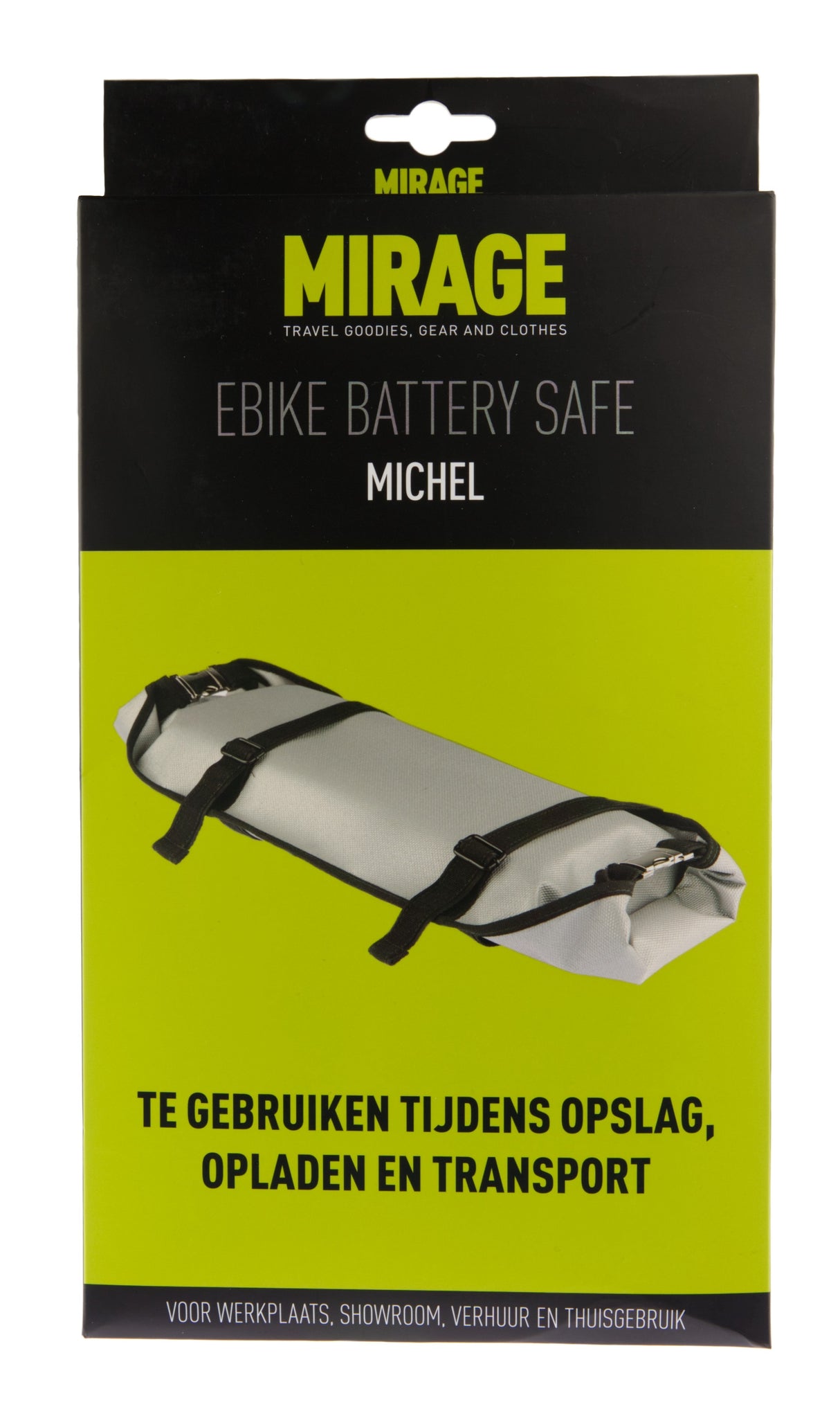 Veilige accu opberghoes Mirage Ebike Battery Safe Michel