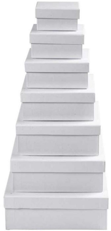 Creativ company kartonnen vierkante dozen set 7 stuks h: 4.5-7.5 cm d: 9-21 cm