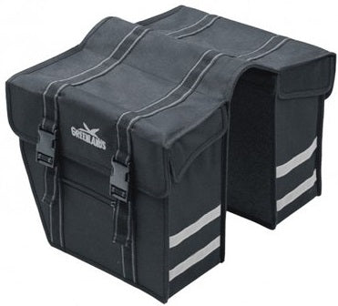 Greenlands Tas dubbel zwart-zwart. afmeting 36x32x18 cm (2x) 40L. afgeschuinde kanten