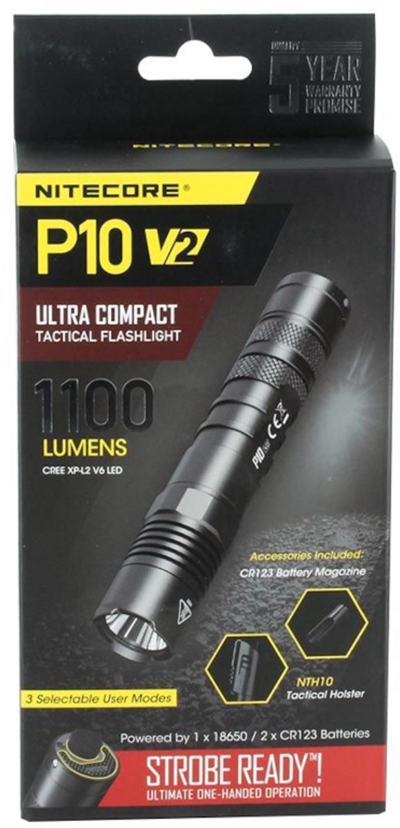 Nitecore zaklamp p10 v2 tactische zaklamp - 1100 lumen - zwart