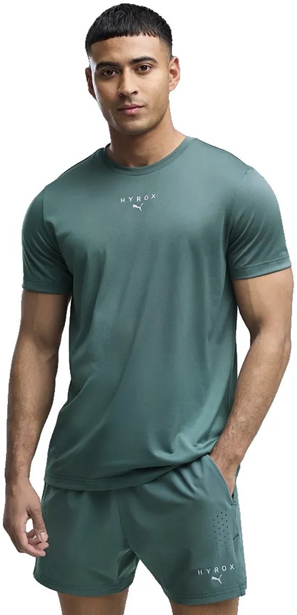 Puma x hyrox poly graphic t-shirt met korte mouwen groen xl man