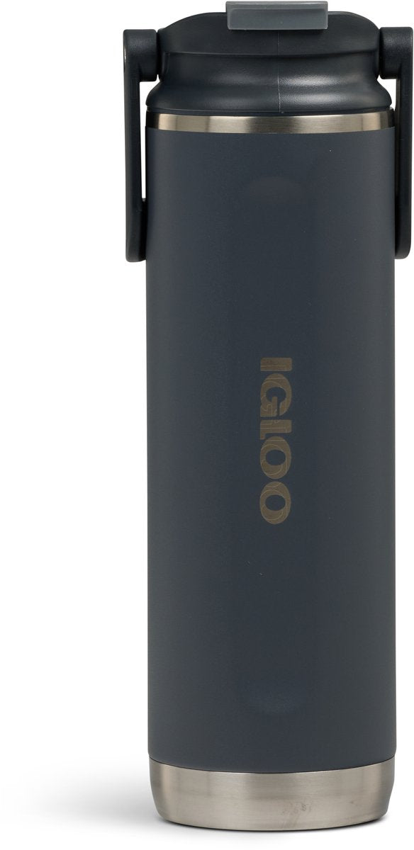 Igloo - flip ‘n’ sip - drinkfles - drinkbeker - zwart -600ml - thermosfles