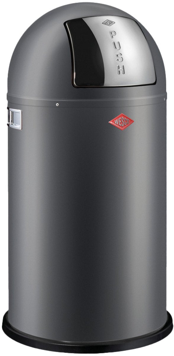 Wesco pushboy prullenbak | 50 liter | metaal - mat grafiet | vuilnisbak - made in germany