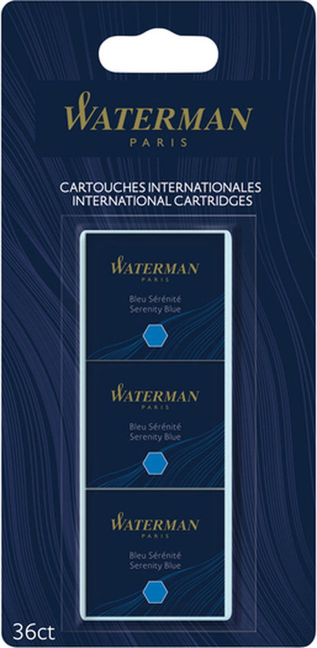 Waterman -inktpatronen | standaard formaat | serenity blue (verpakking van 36 stuks)