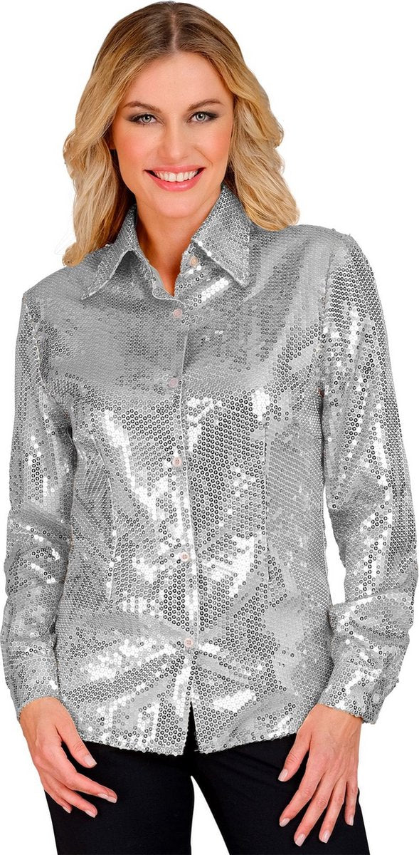 Widmann pailletten blouse silver shine vrouw