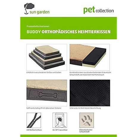 Sun garden buddy orthopedisch hondenkussen 72x50x8cm donkerbruin