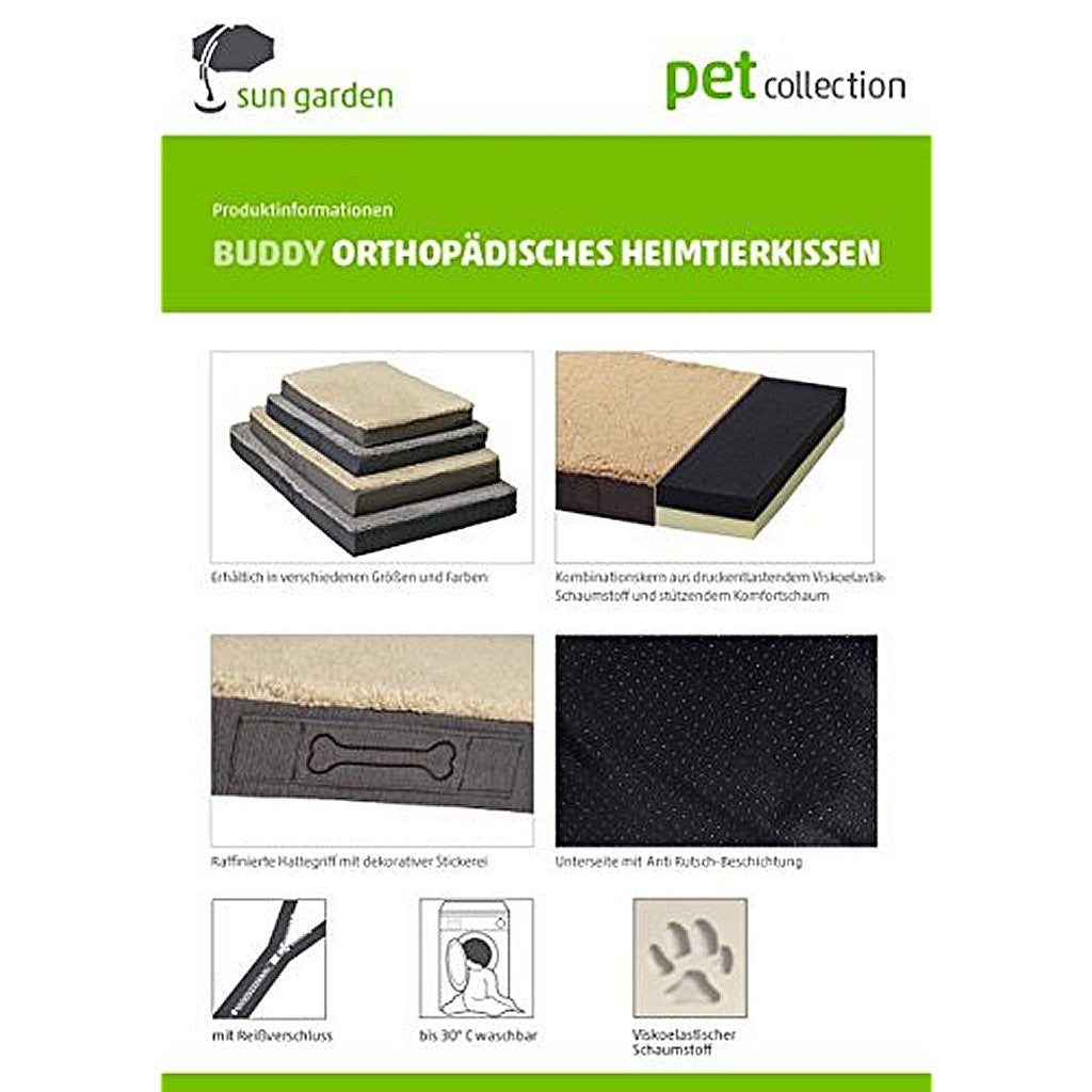 Sun Garden Sun Garden Buddy Orthopedisch Hondenkussen 72x50x8cm Beige Donkerbuin