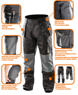 Neo tools werkbroek 2 in 1 m 50 oxford bescherming 35% katoen-65% polyester 267 gr m2 ce-en340