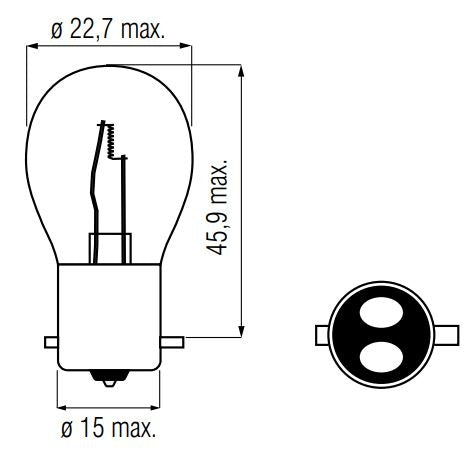 Bosma Lamp 12V-21 5W BAY15D rood