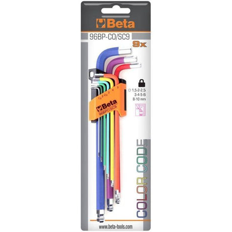 Beta 96bp-cl sc9 9-delig set haakse zeskant stiftsleutels | gekleurd - 000961619 000961619
