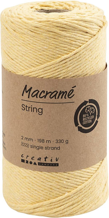 Creativ company macramé koord 2 mm 198 m lichtgeel