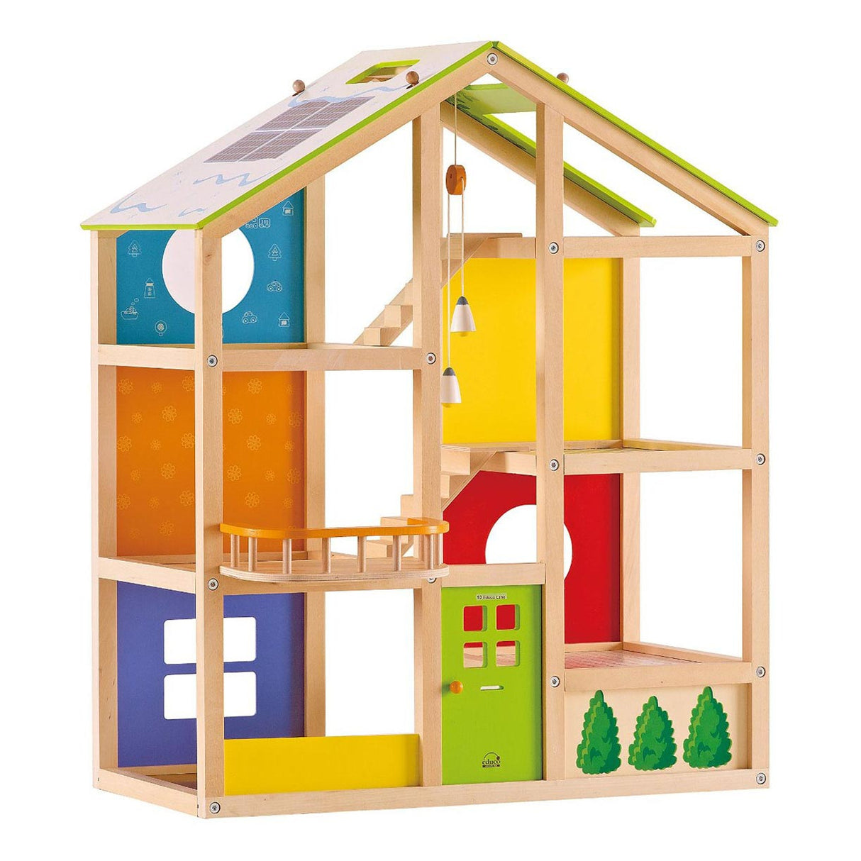 Hape poppenhuis vier seizoenen - volledig ingericht houten poppenhuis met 36 onderdelen, 3 jaar+