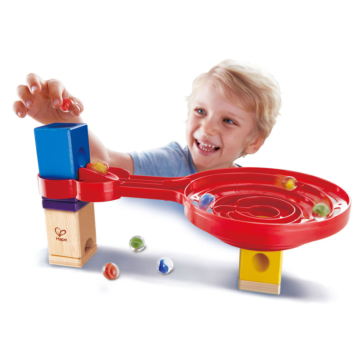 Hape double-sided spiral twist knikkerbaan. 9dlg.