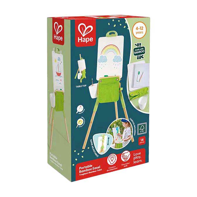 Hape draagbare bamboe schildersezel - 14dlg.