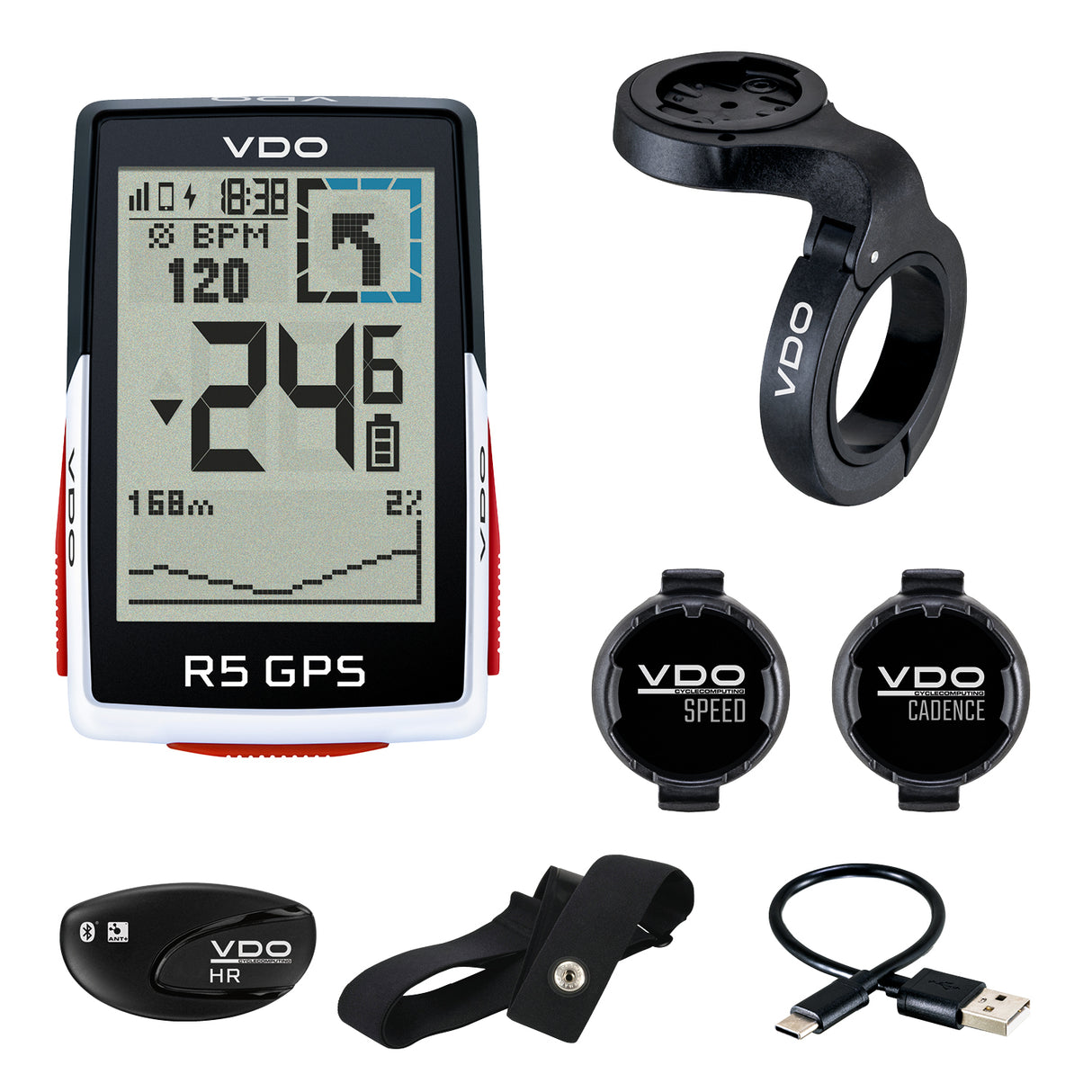 Vdo Fietscomputer R5 GPS Set Cad Snelheid