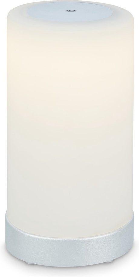 Briloner - lama - led tafellamp batterij - dimbaar - led tafellamp glas - snoerloos - aanraakfunctie - 3.300k - warm wit - chroom mat wit - 245x125 mm (hxd)