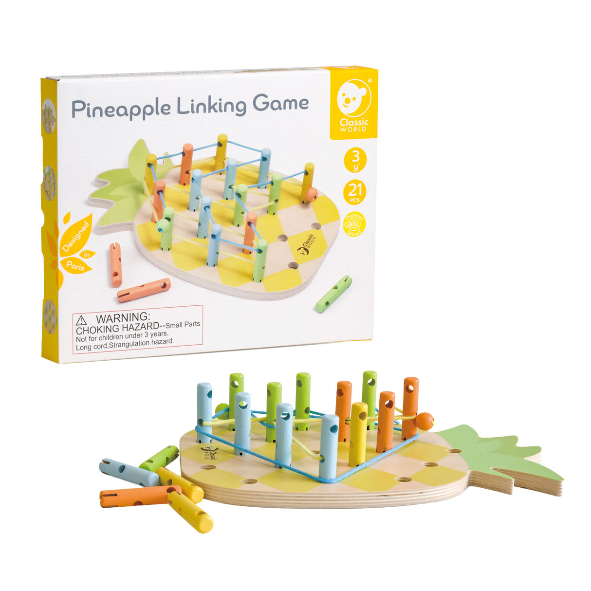 Classic World World Houten Ananas Verbindingsspel, 21dlg.