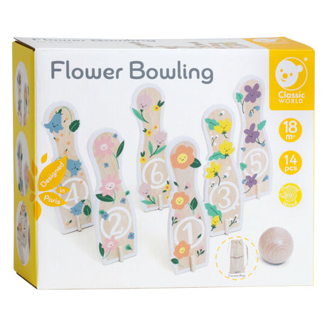 Classic World World Houten Bowlingset Bloemen, 14dlg,