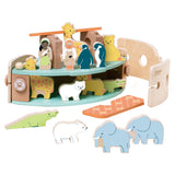 Classic world houten noah's ark boot bouwset met dieren, 16dlg.