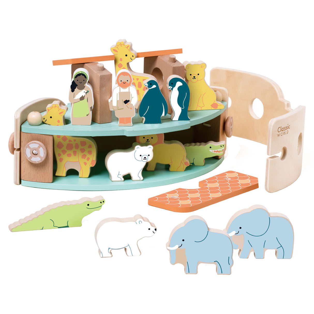 Classic World World World Houten Noah's Ark Boot Bouwset met Dieren, 16dlg.