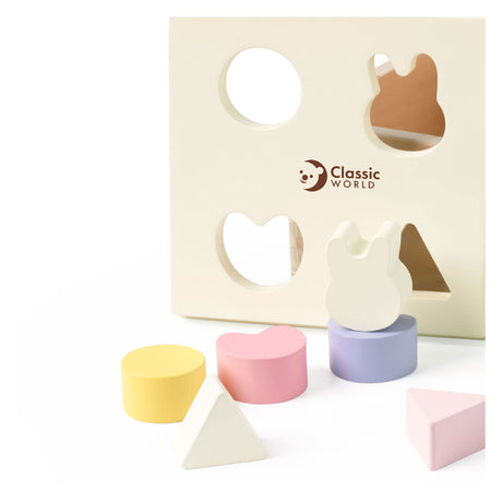 Lobbes speelgoed bv classic world wooden shape sorter for children 10 pcs. - uni