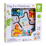 Classic world houten sorteerspel educatief bord stad en afval scheiden.