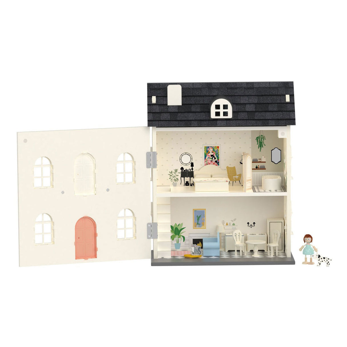 Classic world houten vintage poppenhuis, 36dlg.