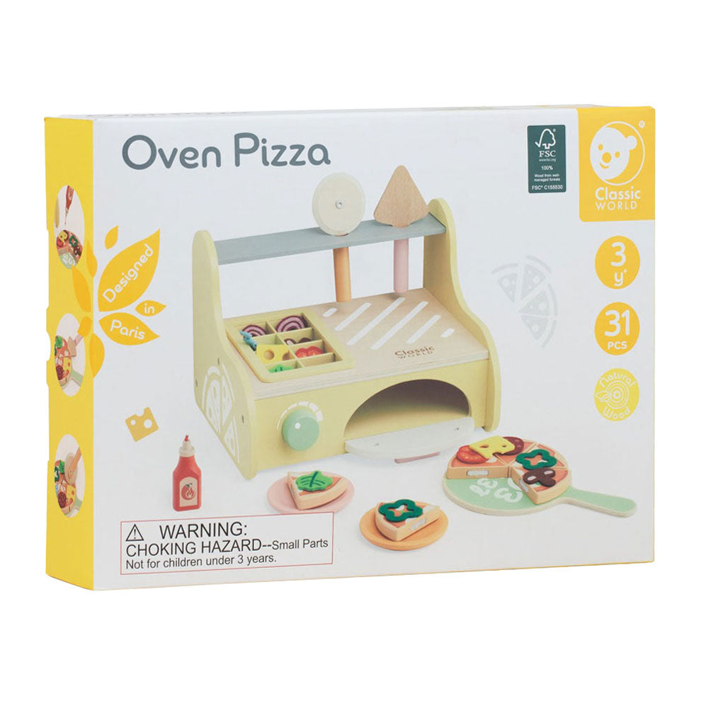 Classic world world houten pizzaoven speelset, 7dlg.