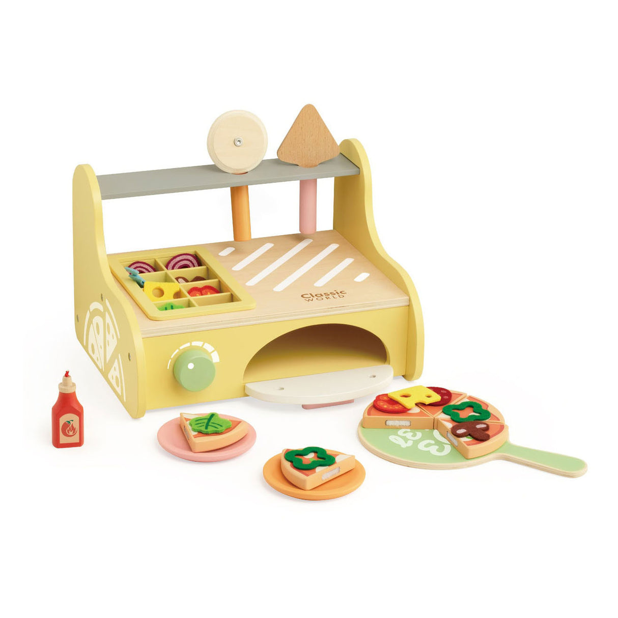 Classic world world houten pizzaoven speelset, 7dlg.