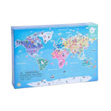 Classic world houten puzzel wereldkaart educatief speelgoed 48 stukjes.