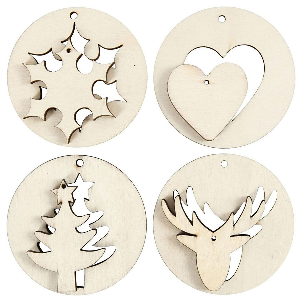 Creativ company houten kersthangers 2in1, 8st.