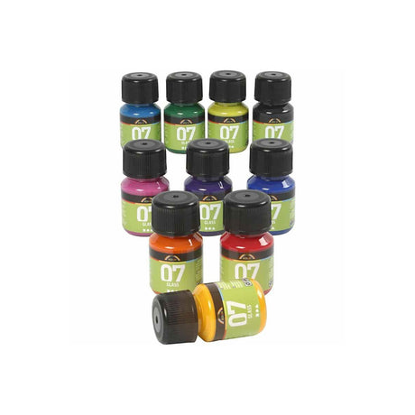Creativ company permanente glasverf - set van 10 kleuren, 30ml