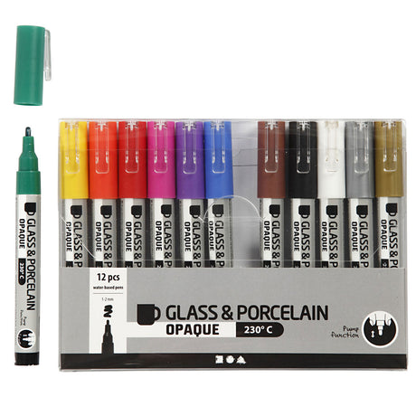 Creativ company https: www.cchobby.nl glas-porseleinstiften-lijndikte-1-2-mm-semi-dekkend-diverse-kleuren-12-stuk-1-doos
