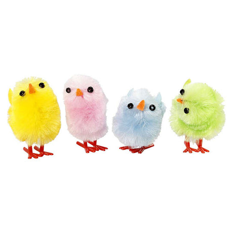 Creativ company gekleurde paaskuikens chenille, 12st.
