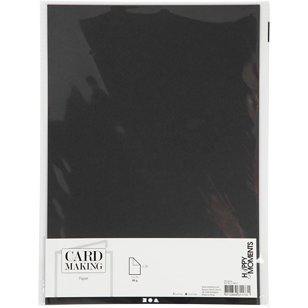 Creativ Company Papier Zwart A4 80gr, 20st.