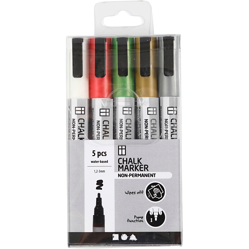 Creativ company krijt markers metallic kleuren, 5st.