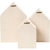Creativ company houten huisjes met ophanghaak, 3st.