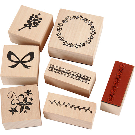 Creativ company houten stempelset natuur, 7dlg.