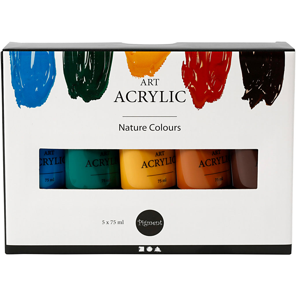 Creativ Company Pigment Art Acrylverf Natuurlijke Kleuren, 5x75ml