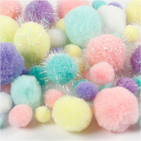 Creativ company pom-poms pastelkleuren, 62gr.