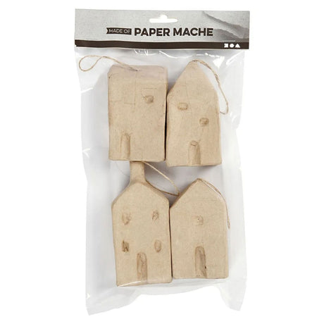 Creativ company huisjes van papiermache, 4st.