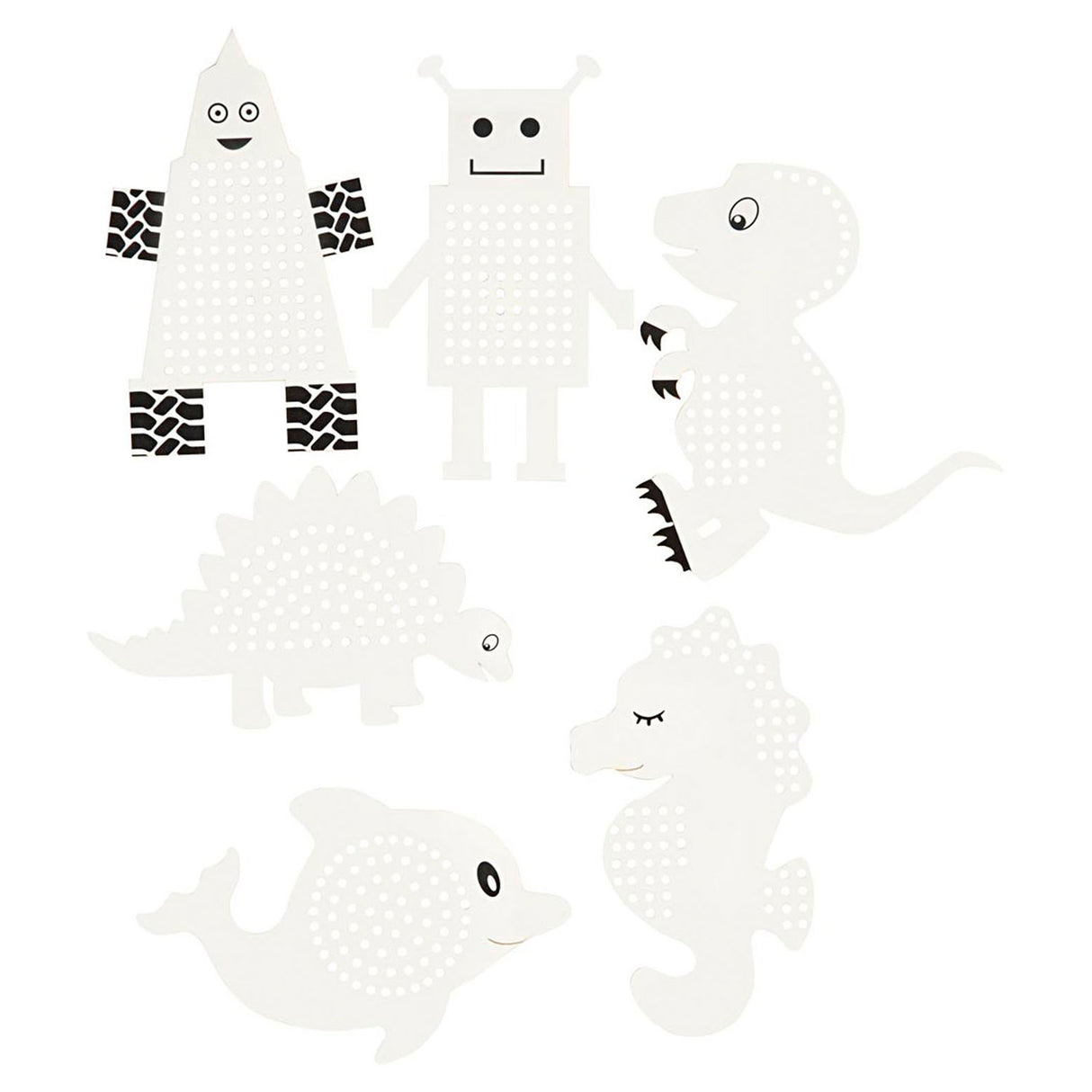Creativ company borduurfiguren dieren en robots, 18dlg.