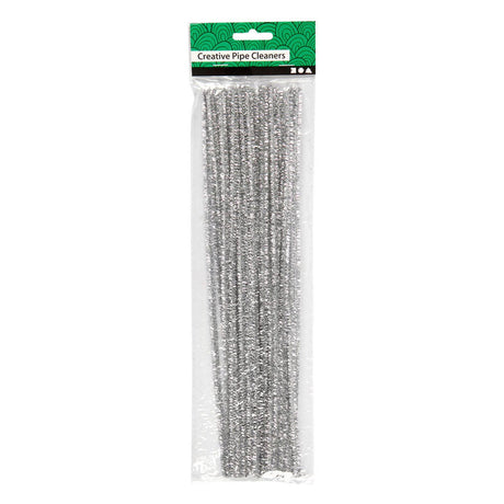 Creativ company http: www.cchobby.nl chenille-l-30-cm-dikte-6-mm-glitter-zilver-24-stuk-1-doos