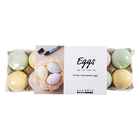 Creativ company plastic eieren pastel, 12st.