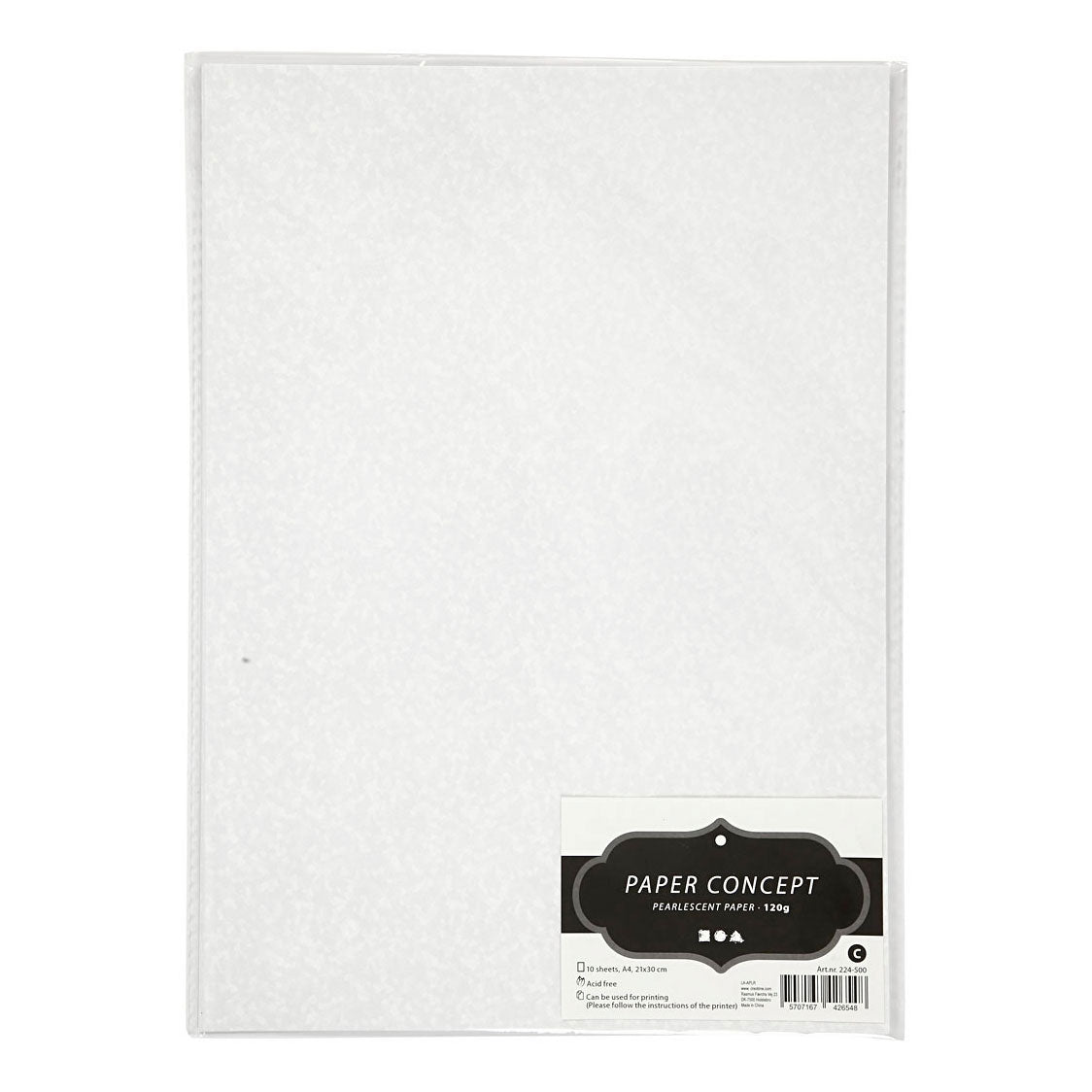 Creativ Company Parelmoerpapier A4 Wit Parelmoer 120 grams, 10 Vellen