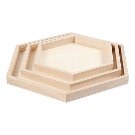 Creativ company houten dienbladen divers, set van 3