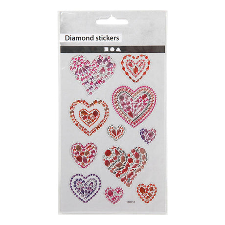 Creativ company diamond stickers - harten design - zelfklevende strass stickers - glanzende sierstickers - glitter decoratieve stickers - diy knutselen hobby - 1 vel
